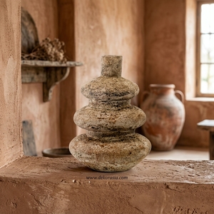 Vase à bulles à étages en terre cuite rustique marron Boletin, pot en terre cuite artisanal, urne décorative en céramique pour table - Product Image 6
