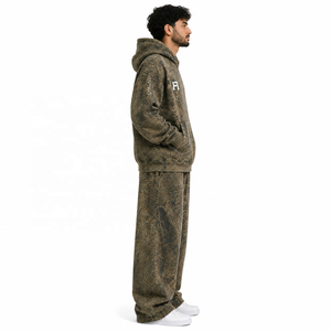 Conjunto Deportivo con Capucha Extra Grande para Hombre, Sudadera con Estampado de Camuflaje, Sudadera de Forro Polar Sublimado, Estilo Casual Urbano, Pantalones Deportivos de Invierno - Product Image 4