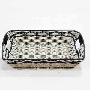 Rectangular Wicker <b>Storage</b> <b>Tray</b> with Handles for Table Organization Minimalist Design - Product Image 3