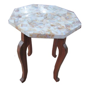 Mesa de Centro de Diseño Moderno con Base de Madera Hecha a Mano y Tapa de Mármol Premium para Decoración del Hogar, Ideal para Regalo de Inauguración - Product Image 1