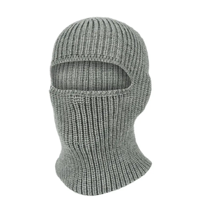 Unisex Black Knit Beanie Balaclava <b>Face</b> <b>Mask</b> <b>Winter</b> Hat Outdoor Casual Style 56-58CM Adult Size Solid Color Acrylic Material - Product Image 1