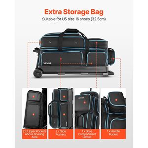 Borsa per 3 Palle da Bowling con Ruote e Scomparto Separato per Scarpe fino alla Taglia US 16 - Product Image 5