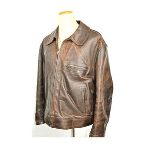 Blouson en cuir de moto pour homme, coupe classique, imperméable, avec fermeture éclair et impression gaufrée personnalisée, style streetwear hiver - Product Image 3