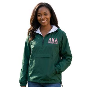 Dark Green Women's Hooded Windbreaker Pullover with <b>Pink</b> Letter Print Lightweight Long Sleeve Casual Outdoor <b>Jacket</b> Comfortable - Product Image 1