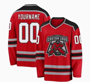 Maillot de hockey sur glace personnalisé pour hommes, manches longues, impression sublimée, polyester anti-humidité, col en V, uniforme adulte - Product Image 5