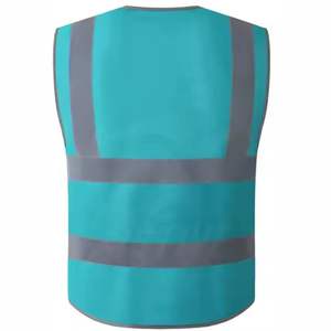 Chalecos de seguridad reflectantes de alta visibilidad, modernos, con 8 bolsillos, cierre frontal, unisex, ropa de construcción, chaleco de seguridad en venta - Product Image 3