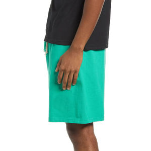 Men's Teal Cotton Bermuda Shorts With Drawstring Waist Mid Rise Casual Style Breathable Fabric Solid Color Woven Material - Product Image 2