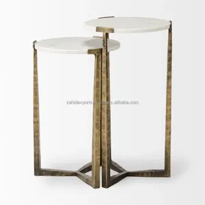 Garden Metal Coffee <b>Table</b> Rust Proof Portable Outdoor Furniture Balcony Marble Top Modern Outdoor Decor 6-Year Warranty Zahid - Product Image 4