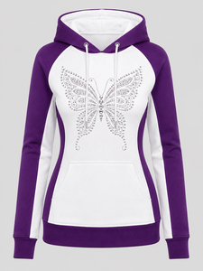 Sudadera con Capucha de Moda para Mujer, con Pedrería Brillante, Suave y Cálida, con Capucha Ajustable y Diseño de Bolsillo Tipo Canguro - Product Image 1