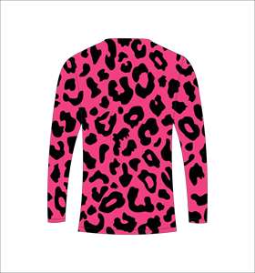 T-shirt de sport à manches longues imprimé léopard rose vif pour l'entraînement et le fitness - Product Image 3
