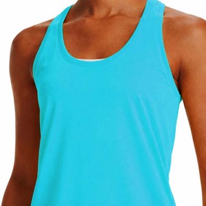 Débardeur uni pour femme, séchage rapide, style sportif, 100% polyester, bleu - Product Image 4