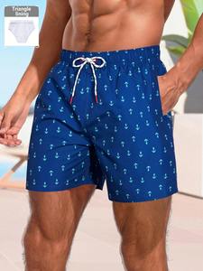Shorts de bain unisexes pour hommes, séchage rapide, imprimé floral, tissé, léger, résistant à l'eau, cordon de serrage élastique - Product Image 3
