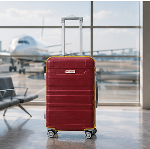 Valise de voyage de luxe en ABS rigide, légère, à 8 roues, avec poignée souple, couleur bordeaux, sac trolley - Product Image 5