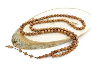 Chapelet de prière islamique Tasbih en corne, fait main, de forme naturelle, avec nom d'Allah et de Mahomet imprimé, religieux - Product Image 1