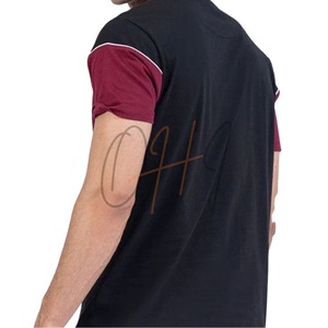 Camiseta de Cuello Redondo con Bloques de Color Tie-Dye para Hombre, Ajuste Holgado y Transpirable, 100% Algodón, Negro y Borgoña con Detalle de Ribete Blanco - Product Image 2