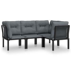 Conjunto Modular Mediano de Muebles de Jardín de Ratán PE Negro y Gris - Product Image 2