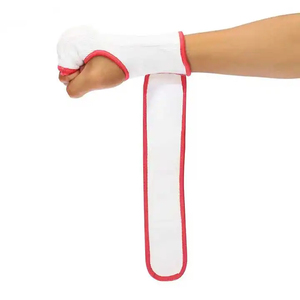 Nuevo Modelo 2026, Vendas de Boxeo de Medio Dedo, Cierre de Velcro de Algodón, Guantes de Entrenamiento de Artes Marciales Unisex, Blanco con Ribete Rojo - Product Image 2