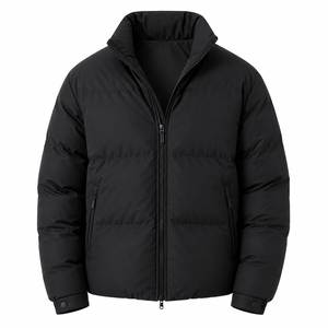 Blouson matelassé noir pour homme, manteau d'hiver en duvet alternatif, col montant, fermeture éclair, chaud et décontracté - Product Image 6