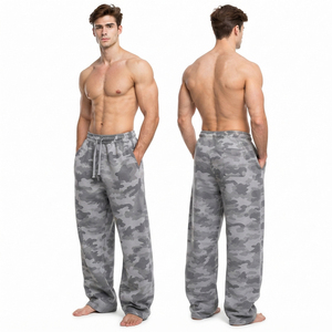 Pantalon de survêtement ample pour homme imprimé camouflage, en molleton épais automne-hiver, avec poches latérales en tissu éponge français - Product Image 5