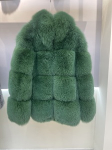 Handsome Men's Green Real Fox Fur Coat <b>Winter</b> Warm <b>Quilted</b> Patchwork Genuine Fur Jacket Streetwear - Product Image 1