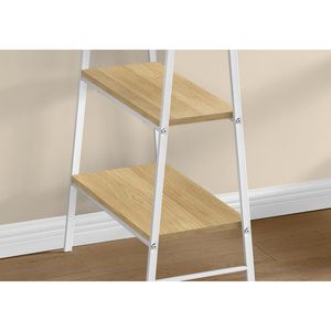 Bureau d'ordinateur contemporain moderne de 48 po de long pour le bureau à domicile avec étagères de rangement en métal blanc et poste de travail en stratifié naturel - Product Image 3