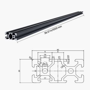 4 Pezzi Profilo in Alluminio Estruso T5 ad Alta Resistenza 2040 (39,4 mm / 1000 mm) Standard Europeo, Binario Lineare Anodizzato di Alta Qualità - Product Image 5