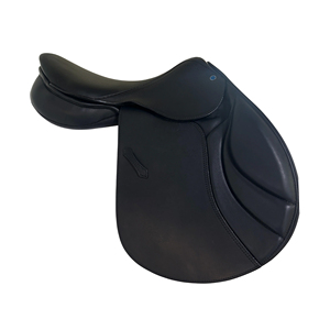 Selle d'équitation anglaise en cuir avec arceau en bois, noire, taille complète - Product Image 2
