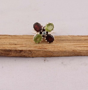 Natural Multi Stone <b>Ring</b> 925 Sterling Silver Vintage <b>Boho</b> Style Mixed Gemstone Statement <b>Ring</b> for Women Handcrafted - Product Image 6