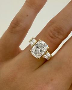 Sparkling 3.0 CTW Elongated <b>Cushion</b> Cut Moissanite Engagement Ring 14K Solid Gold Five Stone Wedding Ring Fine Jewelry Gift Her - Product Image 5