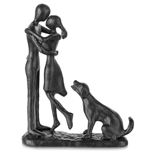 Sculpture d'amour en fer forgé artisanale, cadeau d'anniversaire, figurine romantique en métal, statue de couple noire, décoration d'intérieur, mariage, anniversaire - Product Image 1