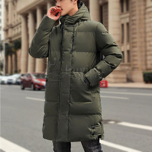 Premium Quality <b>Men's</b> Hooded <b>Long</b> Cotton Padded <b>Jacket</b> with Front Logo Breathable Casual Winter Outerwear - Product Image 5