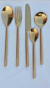 Gold Plated Stainless Steel Flatware Set <b>Mirror</b> Finish Modern Luxury Long Handle Serving Spoon Fork Knife Durable Wedding Use - Product Image 4