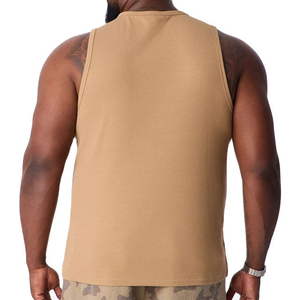 Men's Solid Color Knitted Tank Top O-Neck Casual Style Tan Sleeveless Top - Product Image 5