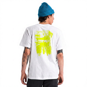 T-shirt blanc à manches courtes pour homme avec imprimé nature bleu au dos, coupe classique, col rond, jersey décontracté, tricoté 100% coton - Product Image 2