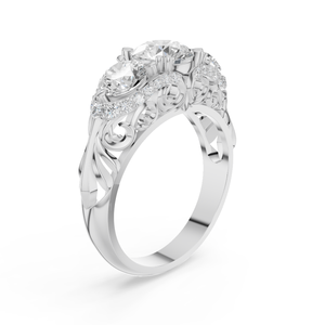 Anillo de Compromiso de Diamantes Naturales Aurum Diam para Mujer, Oro Rosa de 14K, Corte Brillante, Engaste de Garra, 2 Piedras Laterales, Certificado IGI - Product Image 5
