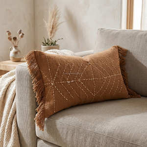 <b>Grey</b> Textured Cushion <b>Cover</b> Geometric Accent Pillow Embroidered Slub Cushion Scandinavian Organic Modern Decor 50 × 50 cm - Product Image 3