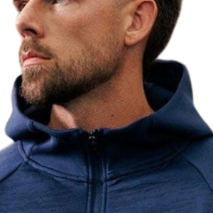 Mens Navy Blue Full <b>Zip</b> <b>Hooded</b> Tracksuit Set Windproof Breathable Fleece 2 1 Design Athletic Sportswear Training Workout - Product Image 3