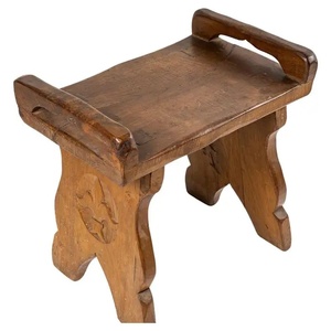 Carved Wooden <b>Stool</b> Made Of Solid Teak Wood High Quality With Brown Finishing For Indoor or Outdoor - Product Image 1