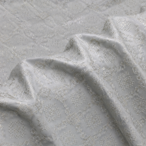 Grey Embroidered Organza Sari Fabric With <b>Sequin</b> Details For Women Party Wear Designer Garments Bridal Wear - Product Image 4