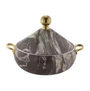 Olla Redonda de Acero Inoxidable Dorado con Efecto Martillado, Calentador de Alimentos para Buffet con Tapa, 33 cm de Diámetro, para Hostelería, Catering y Banquetes - Product Image 3