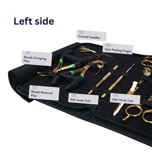 Nuevas herramientas de extensión de cabello con microanillos y microeslabones dorados, con alicates de apertura para bloqueo de cuentas, aplicador de gancho, cortador de enlaces y clips de estilizado. - Product Image 3
