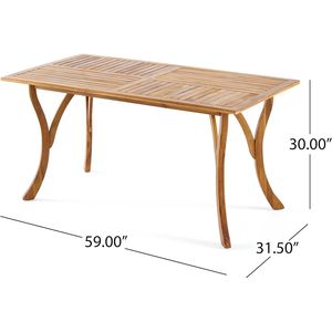 Mesa de Comedor Rectangular para Exteriores de 59 Pulgadas, Construcción de Madera para un Uso Duradero - Product Image 5
