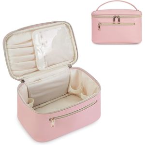 Borsa da viaggio vegana in similpelle rosa per trucchi e pennelli cosmetici da donna - Brevetto in attesa - Product Image 1