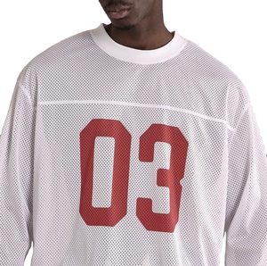 Camiseta Retro Vintage Oversize para Hombre, Estilo Jersey de Fútbol Americano, Manga Larga, 100% Poliéster, Streetwear, Hombros Caídos, OEM, Venta al Por Mayor - Product Image 3