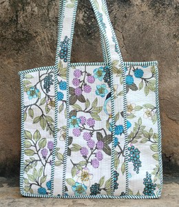 Exquisite High Quality Hand-Block Printed Quilted Cotton Tote <b>Bag</b> Elegant Zipper Closure Versatile Handcrafted <b>Boho</b> Shoulder <b>Bag</b> - Product Image 1