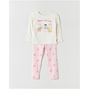 Pijama de Conejito Estilo Coreano OZKIZ para Niñas, 100% Algodón, Moda de Invierno, Diseño de Dibujos Animados, para Niñas de 2 a 6 Años - Product Image 1