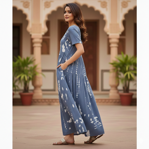 Unity Luxure Womens Plus Size Summer <b>Loose</b> Maxi <b>Dress</b> Casual Floral Printing Elegant Sunress Beach Vacation & Party - Product Image 3