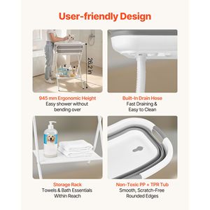 Vasca da Bagno Portatile Pieghevole Salvaspazio per Cani 2 in 1, Stazione di Lavaggio Pieghevole per Animali Domestici e Uccelli per Toelettatura e Bagno a Casa - Product Image 5