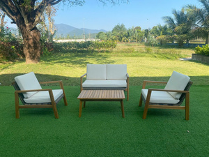 Sofá de Madera de Acacia para Exteriores, Sillón de Patio de Madera Maciza con Cojín, Muebles Contemporáneos para Balcón - Product Image 2