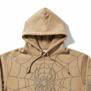 Sudadera con capucha personalizada al por mayor para hombre, chándal gráfico con diseño de telaraña de diamantes de imitación, sudadera polar unisex, ropa urbana, de fábrica - Product Image 4
